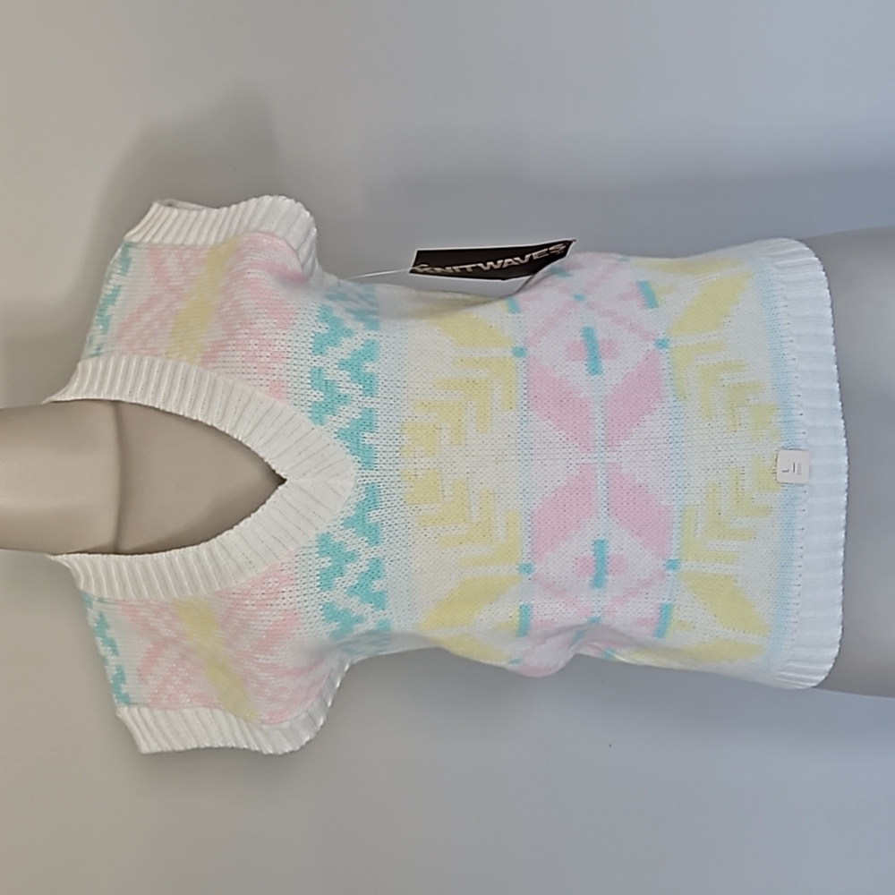 Knitwaves vintage pastel stripe sweater vest-K